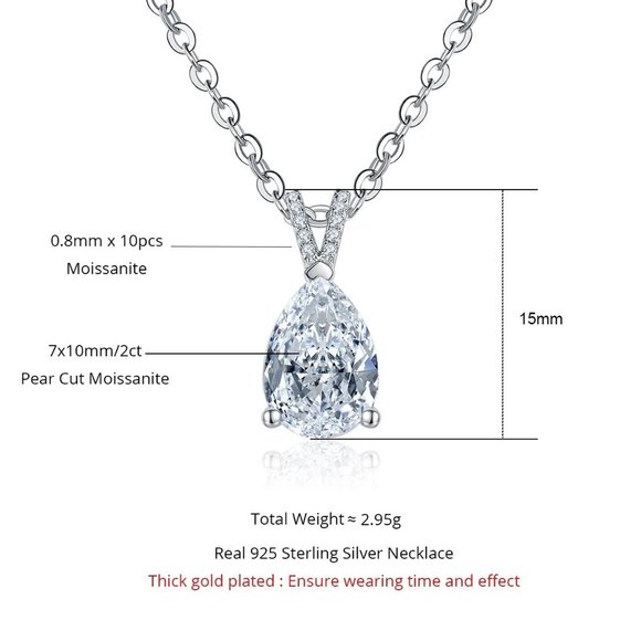 Certified 2ct. t.w. Moissanite Diamond Teardrop Necklace - Picture 3 of 13